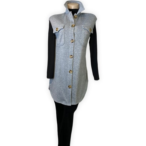 Light Gray Flap Pocket Vest Coat - Picture 4 of 8